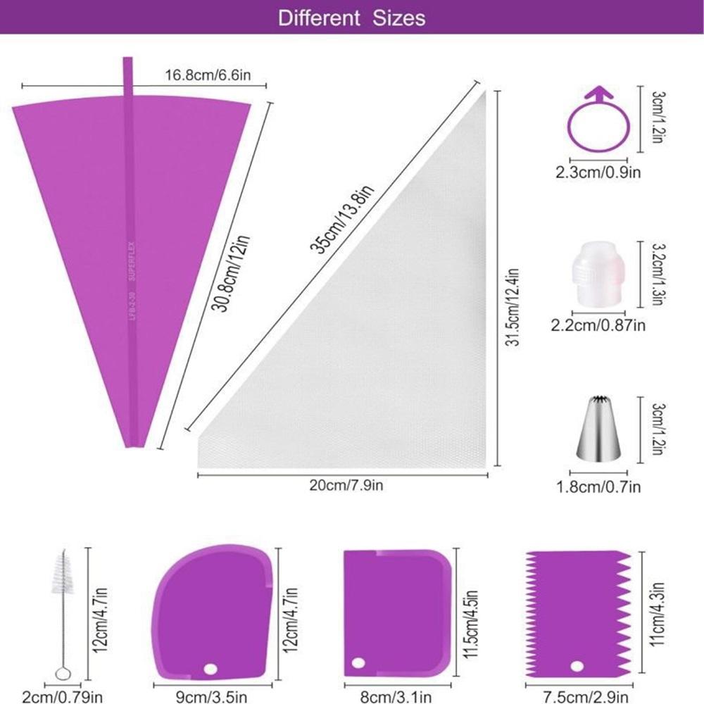 40 Stück Silikon Spritzbeutel und Tüllen Set Kuchen DIY Dekorationsset mit Edelstahldüse Wiederverwendbares Silikon Gebäck Backwerkzeug