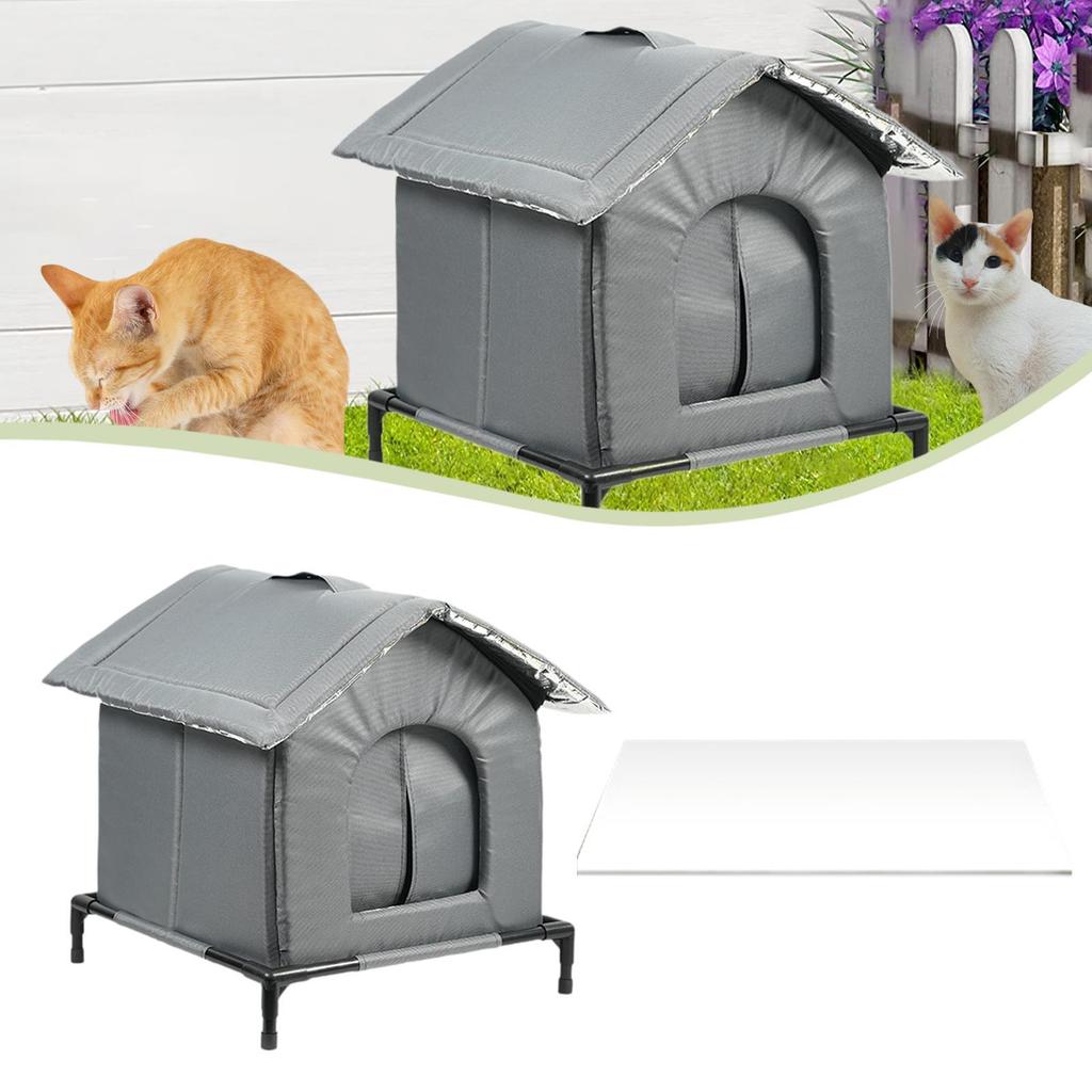 Winter Outdoor Cat House Waterproof Windproof Feral Cat Shelter Insulated Pet Home for Yard Porch