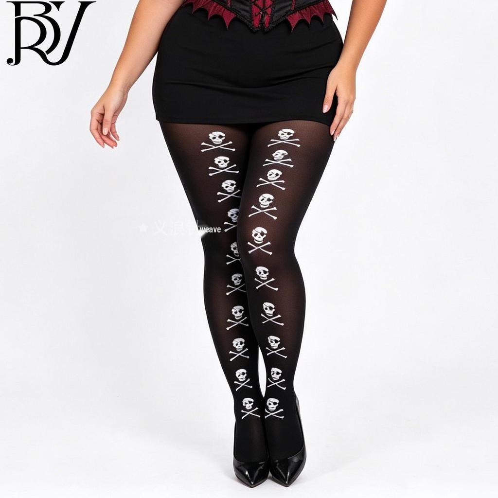 Halloween & Christmas Cartoon Print Stockings - Festive Pantyhose for Holiday Parties & Costume Props
