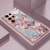 Sparkling Diamond Pearl Butterfly Glass Phone Case Suitable for Samsung Galaxy S26 S25 S24 S22 S21 S20 FE/Ultra/Plus Anti Drop