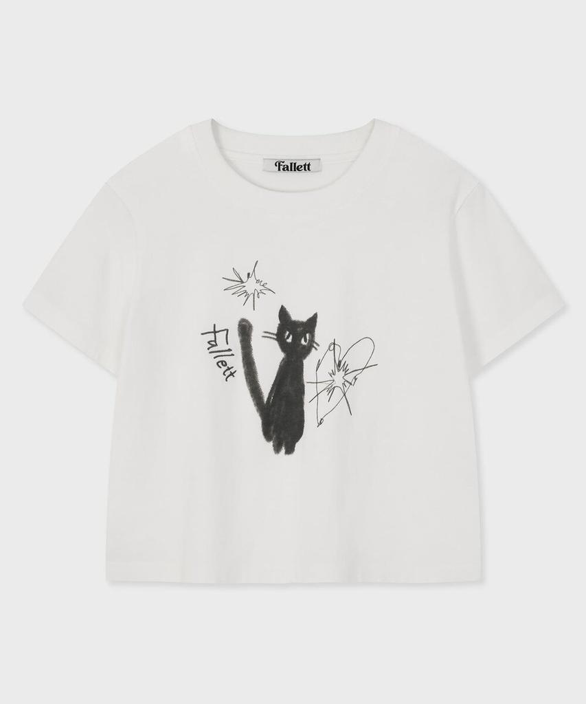 FALLETT Night Nero Crop Short Sleeve Tee White