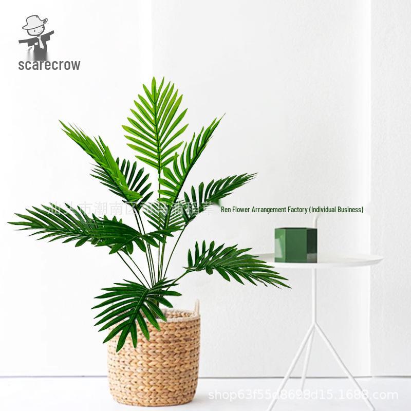 High-End Areca Palm Artificial Tree: Light Luxury Indoor Ornament for Living Room Decoration and Floor Landscaping.