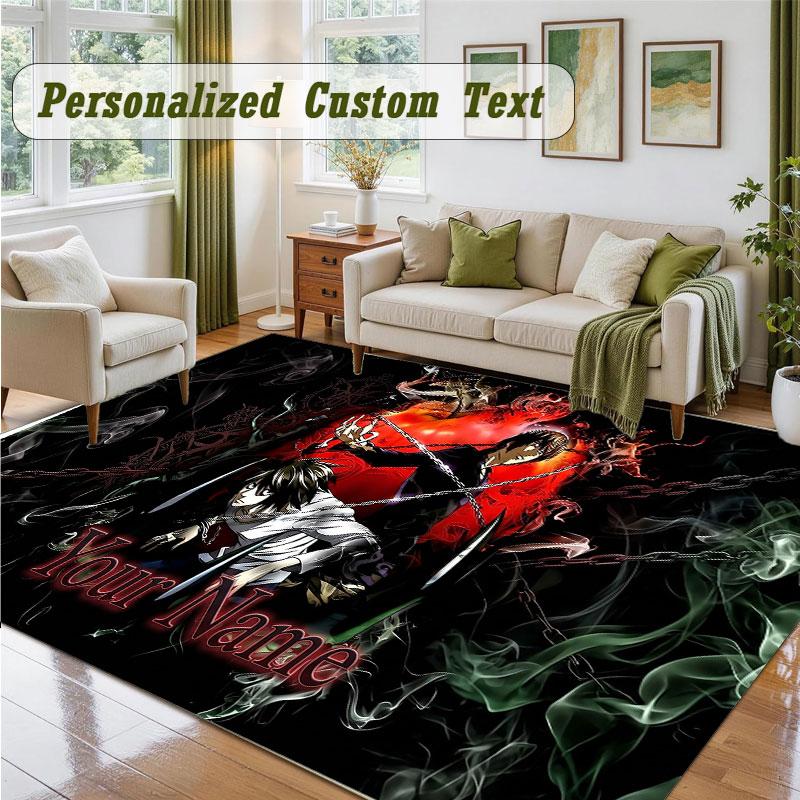 Crystal Velvet Square Rug Custom NameDeath Note Pattern Non Slip Home Floor Decor Rug