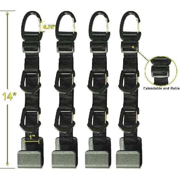 Car Headrest Hooks, Backseat Storage Organizer Hangers, Universal Vehicle Seat Back Hooks, 4 Pack