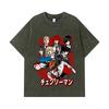 275 GSM Washed T-shirts 100% Cotton Chainsaw Man V19 Print Unisex Heavy Cotton T Shirt