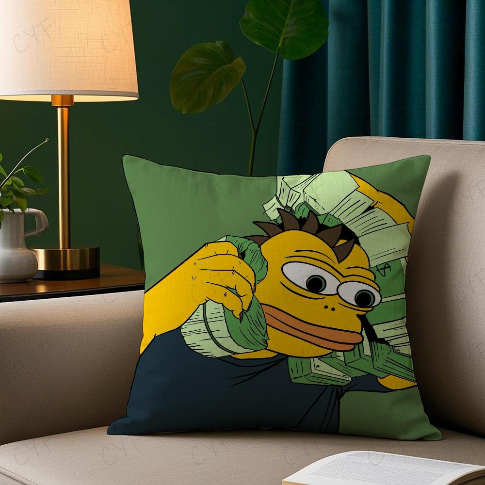 Sad Frog P-Pepe Pillow Case Anti-dustmite Pillowcase Invisible Zipper Silky Short Plush Sofa Cushion Cover