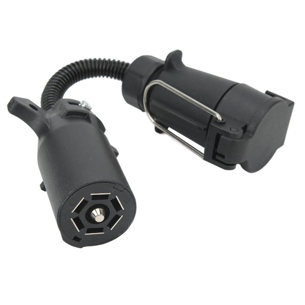 

7 Way Round Trailer Plug Adapter Ergonomic Conductivity Terminals Wire Connector Coiled Cable RV Truck Conversion