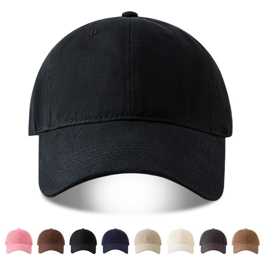 Hsdvdva Large Size Extra Deep UV Solid Baseball Black Men's Cap, 100% Cotton, Large, 60-65cm, Fit, Protection, Color, Popular, Cap, Running, Sports,