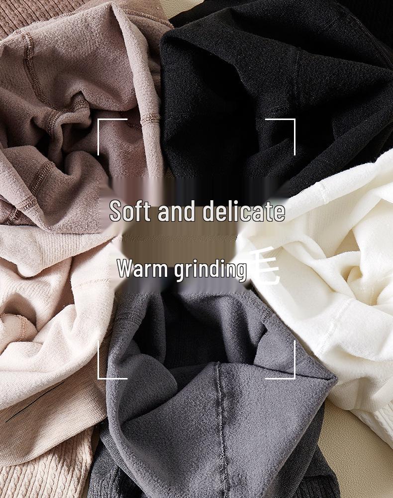 Girls' Fleece-Lined Cable Knit Leggings with Lace Trim for Autumn & Winter