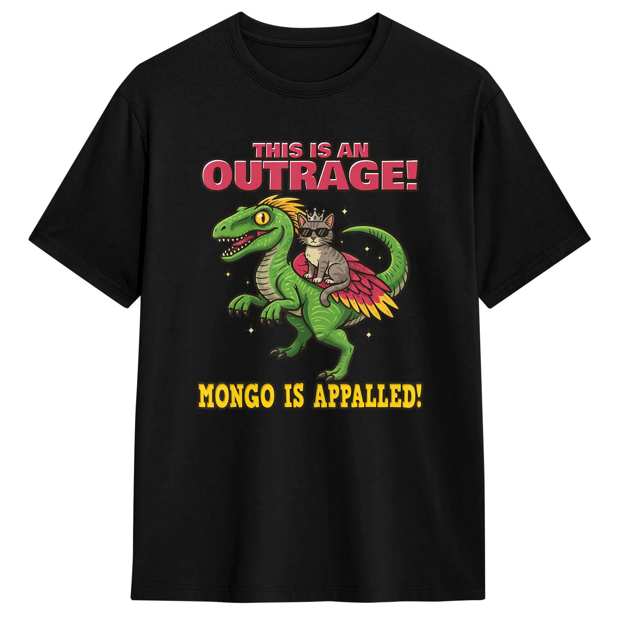 Retro Vintage Mongo is Appalled Princess Cat Riding Dinosaur Unisex T Shirt Novelty Tee Shirt Short Sleeve O Neck TShirts Cotton S