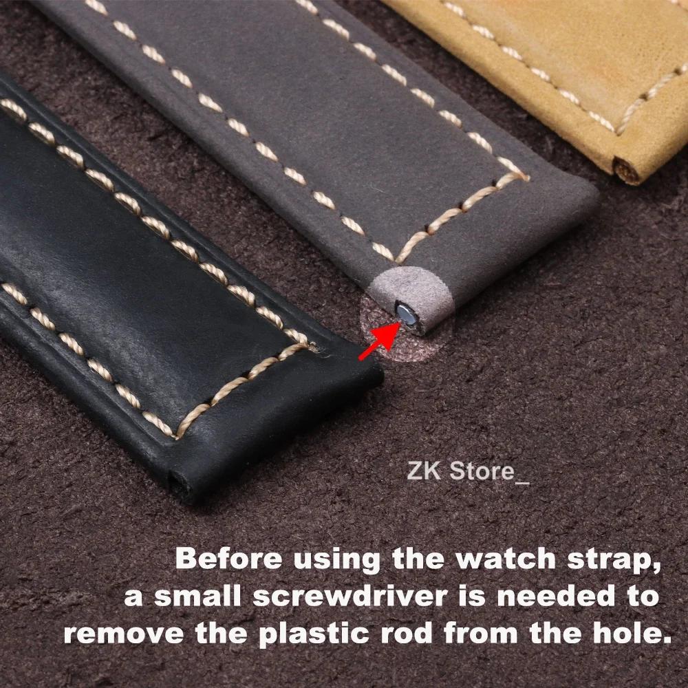 High Quality Genuine Calfskin Watch Strap 20mm 22mm 24mm 26mm Watch Band Vintage Soft Cowhide Leather Wristband Matte Bracelet
