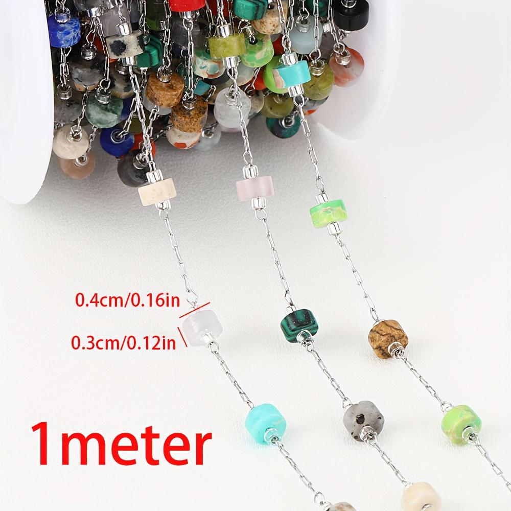 1Meter Crystal Stone Beads Chains Stainless Steel PVD Plated Beaded Chain for DIY Jewelry Making Components Bracelets Necklaces