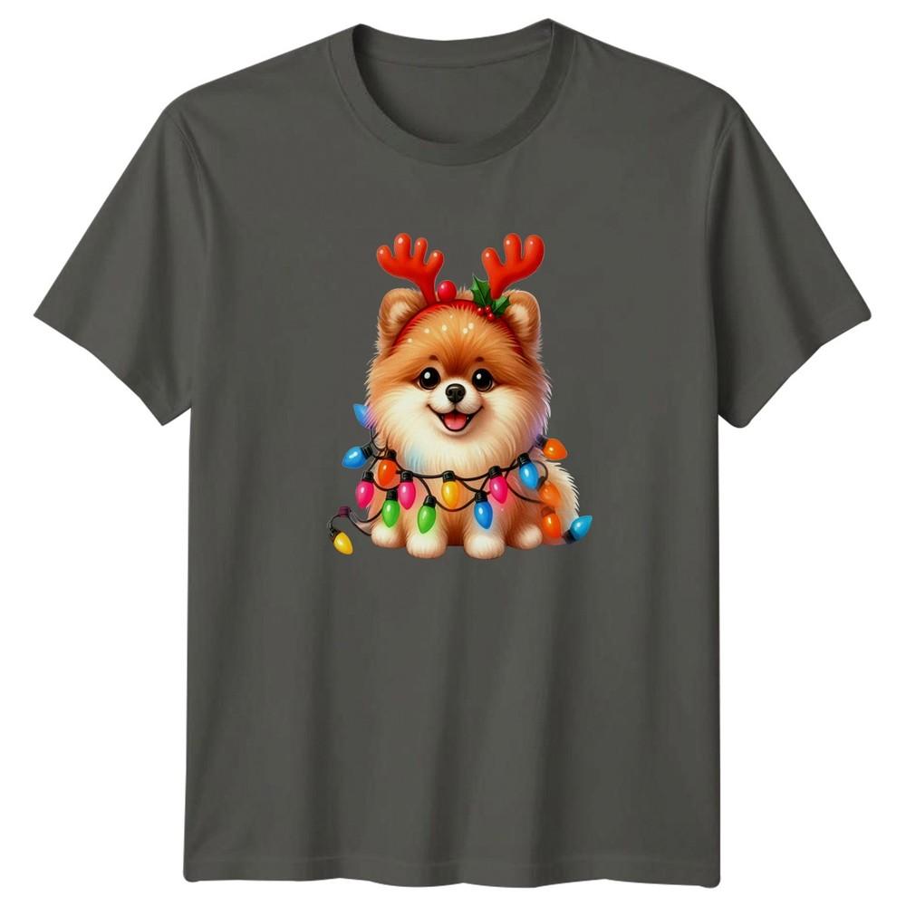 Pomeranian Dog Christmas Lights Christmas Holidays Unisexs TShirt Unisexs Tee S