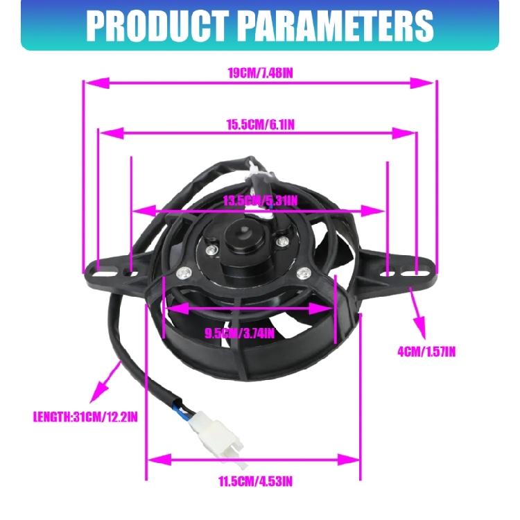 Upgraded Motorcycle Radiator Cooling System Fan For 150cc 250cc Bikes With Lightweight ABS Construction And High Airflows