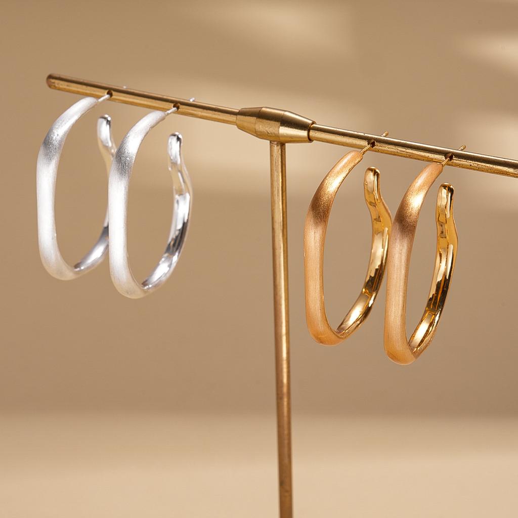 18K real gold plated irregular round silver needle stud earrings commuter earrings