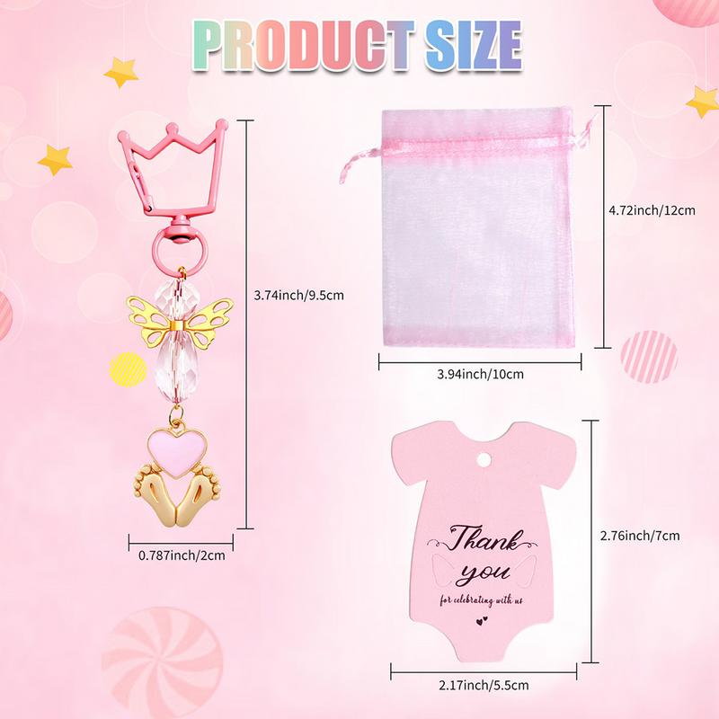 Baby Shower Angel Keychains Pink Baptism Favors With Thank You Card Pink Baby Girl Angel Charm Guest Favors Bulk For Birthday
