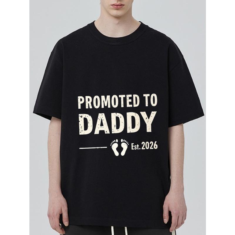 

Promoted To Daddy T Shirt Black Text and Baby Footprint Print for Expecting Fathers Fatherhood Announcement Gift 2026 XXXXL чорний