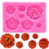 Moldes de Silicona de Flores de Rosa Boda Cupcake Topper Fondant Herramientas para Decorar Pasteles Sugarcraft Caramelo Arcilla Chocolate Moldes de Goma de Mascar