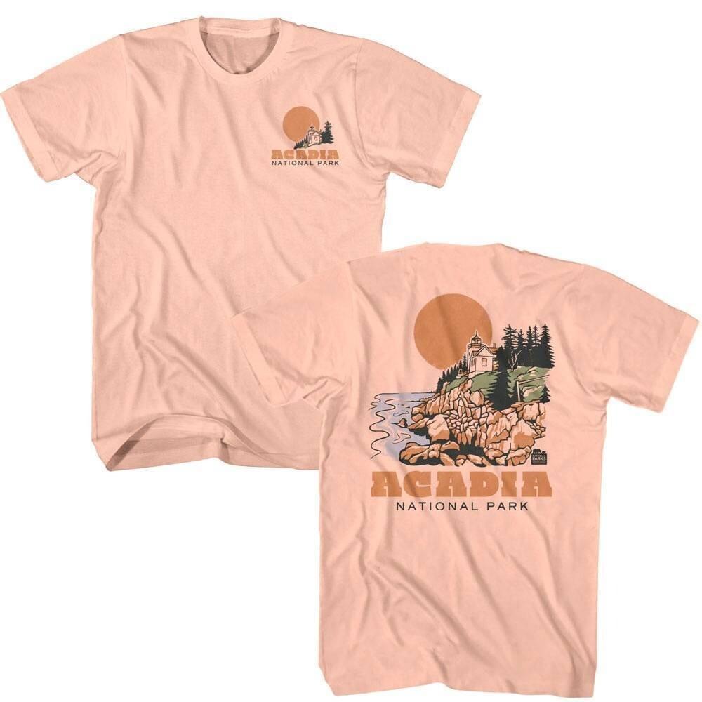 Acadia Lighthouse Bass Harbor Men T Shirt L