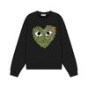 Relaxed Fit Cotton Sweatshirt With Heart Print Long Sleeve Crew Neck Fleece Lined Unisex Winter Casual Top