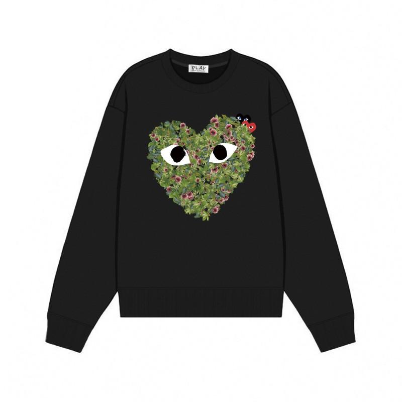 Relaxed Fit Cotton Sweatshirt With Heart Print Long Sleeve Crew Neck Fleece Lined Unisex Winter Casual Top