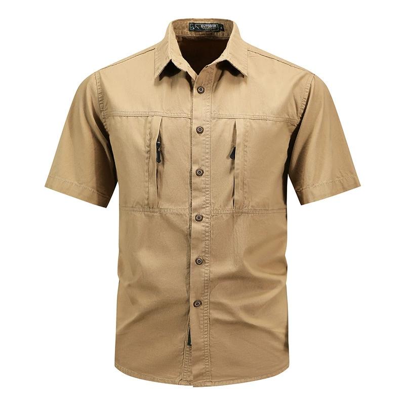 Japanese Solid Color Shirt Short Sleeved Men's Summer Inch Shirt Design Sense Top Jacket Trendy Brand Trendy and Cool Hong Kong Style Shirt