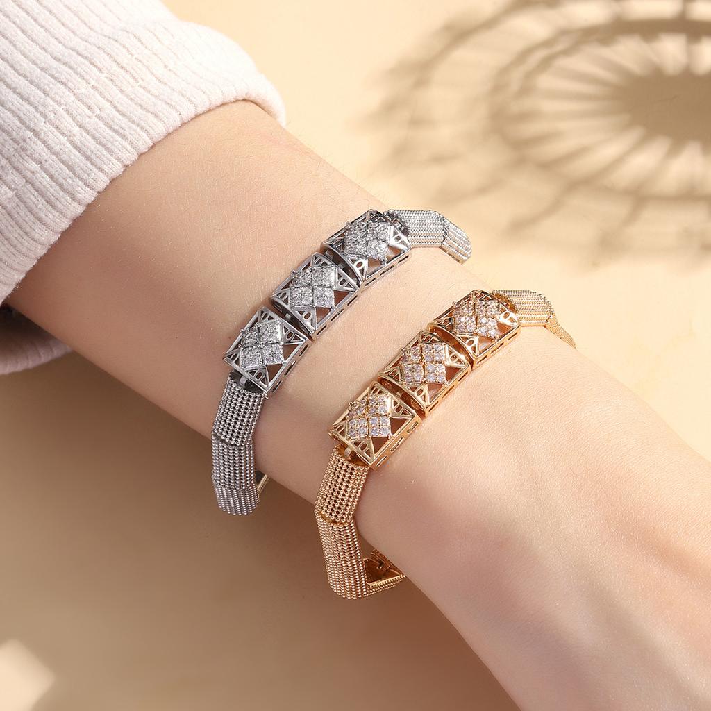 Light Luxury Square Zircon Buckle Bracelet for Women Style High-end Fashion Temperament Hand Jewelry for Men
