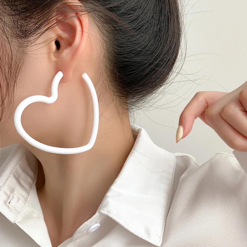 Fashion Geometric Personality Neon Acrylic Big Star Hoop Earring For Women Hollow Heart Earring Jewelry