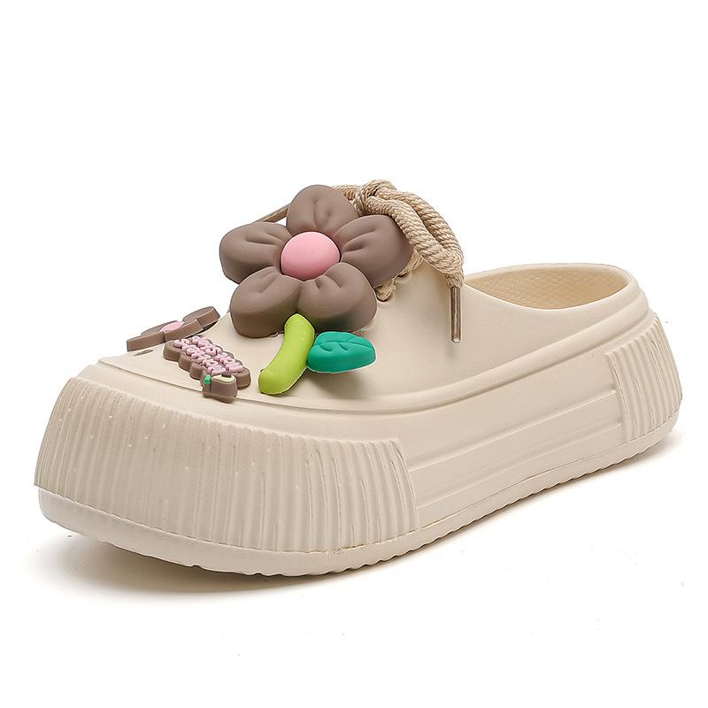 

Лейбл лето наступая на дерьмо девушка милые дырявые туфли женщины могут носить супер толстые крутые тапочки летом 35-36