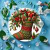 Christmas Tin Sign Round Metal Wall Art Decor Holiday Decoration Gift