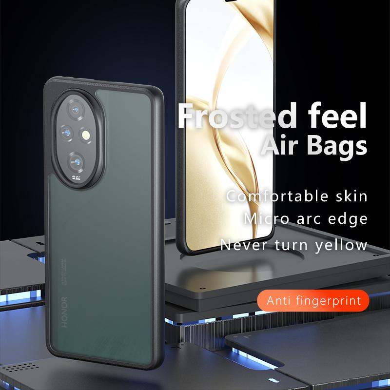 

For Honor 200 5G Case TPU+PC Matte Skin-Touch Phone Cover Transparent Black