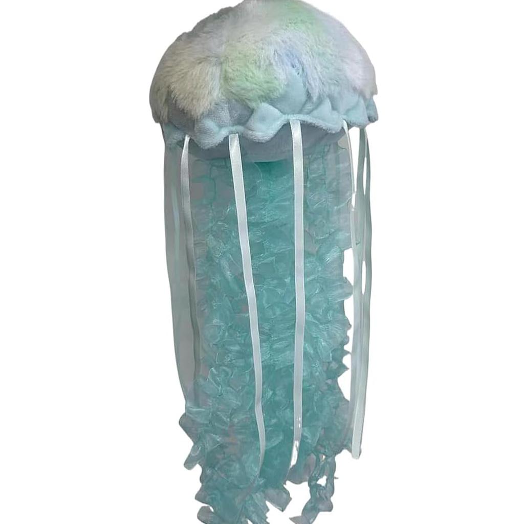 Colorful Green Jellyfish Plush Toy - Fluffy, Cute, Deep Sea Creature, Soft, Huggable Pillow, Stress Relief, Gift for Children and Adults