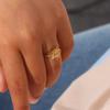 Stainless Steel Tiny Zircon Rings for Women Exquisite Gold Color Sun Double-Layer Ring Punk Hip-Hop Accessory Bague Jewelry Gift