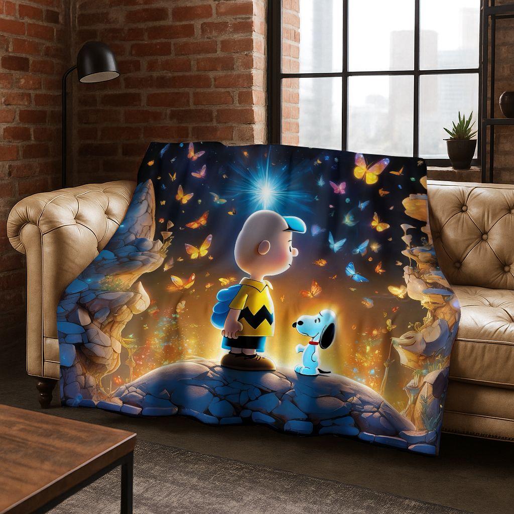 3D Cute Snoopy Dog Peanuts Art Cartoon Flannel Blanket,Cozy Soft Throw Blanket for Home Bedroom Bed Sofa Picnic Cover Gift Kids