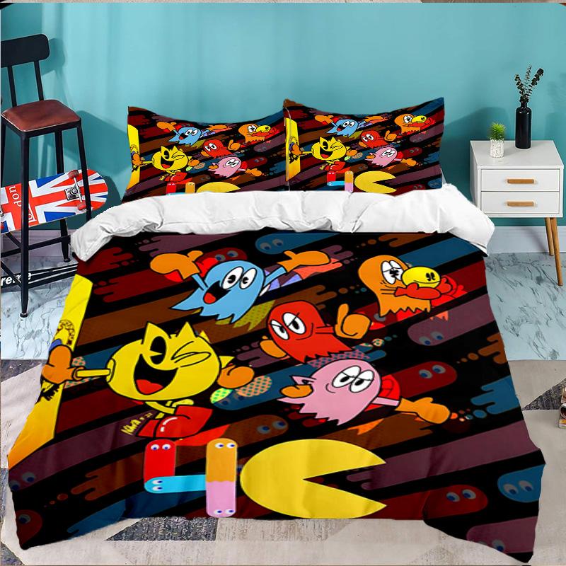 3PCS Game PAC Bedding Set,Including 1pc Duvet Cover And 2pcs Pillowcases Perfect for Bedroom, Dormitory, Large size Fan Christmas gift