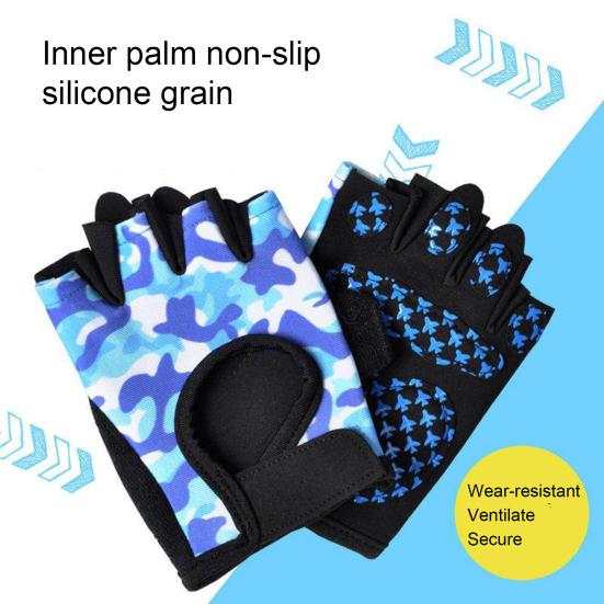 1 Pair Kids Half Finger Gloves Adjustable Wear-Resistant Non-Slip Hand Injury Prevention Fishing Cycling Outdoor Sports Gloves