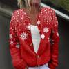 Women's Fashion Christmas Printed Long Sleeve Knitted Cardigan Button Down Jacket