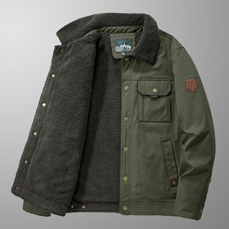 

Z3166 #Fleece Cotton-Padded Jacket, Cotton Jacket, Men S Casual Fleece Thickened Jacket, Lapel And Cotton Men S Clothing M армия зеленый