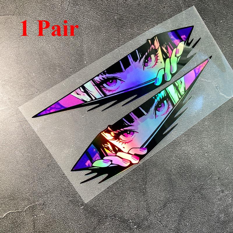 1 Pair JDM Anime Girl Motorcycle Waterproof Sticker for Motorcycle Helmet Fuel Tank Fairing Scooter Universal Vinyl Decals