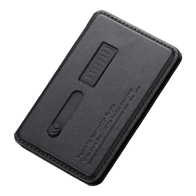 Adjustable Viewing Angle Phone Stand Card Storage Foldable Design Magnetic Backing PU Leather Construction