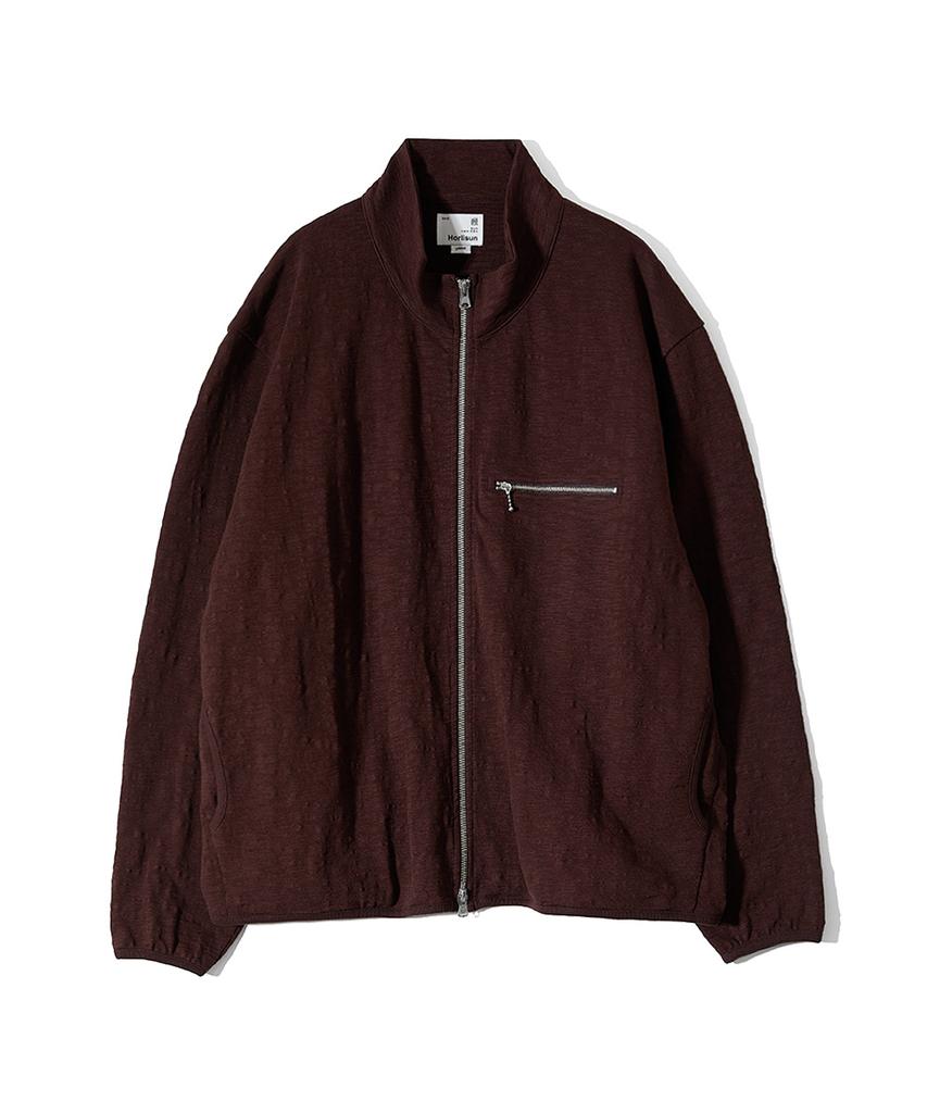Horlisun Baxter Slub Zip Up Jacket Dark Brown