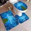 3 Pieces Merry Christmas Bath Mat Set Xmas Tree Red Winter New Year Toilet Lid Cover Foot Rug Non-slip Bathroom Accessory Set