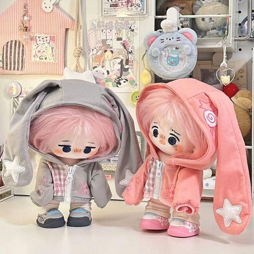 20Cm Doll Clothes Cartoon Rabbit Ear Doll Accessories Doll Rabbit Ear Coat Changing Dress Game Playing House