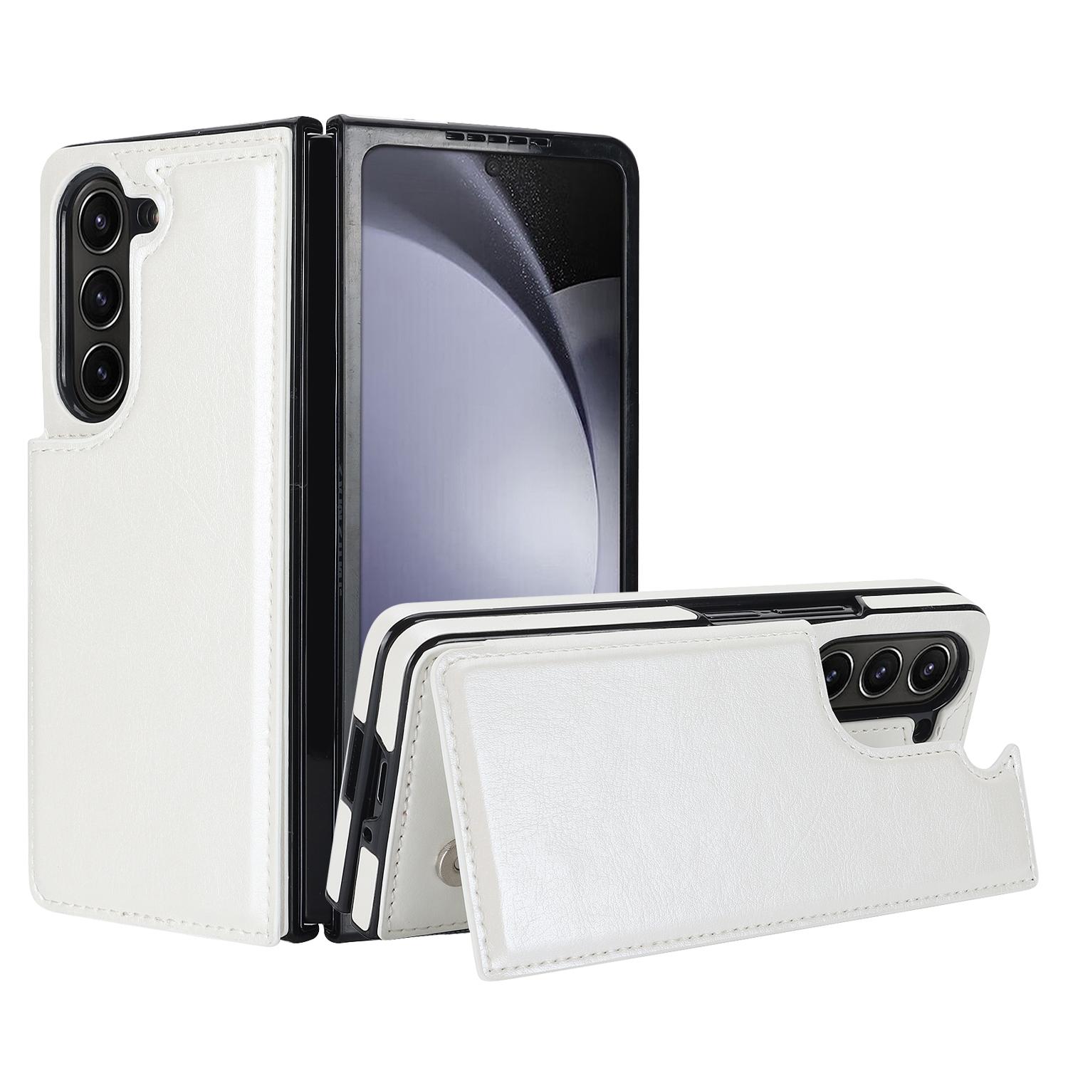 

Чехол для карт с двойной кнопкой и магнитной присоской, подходит для Samsung Galaxy Z Fold 5 Fold4 Fold3, полный комплект, защитный чехол от падения Samsung Z Fold 4 белый