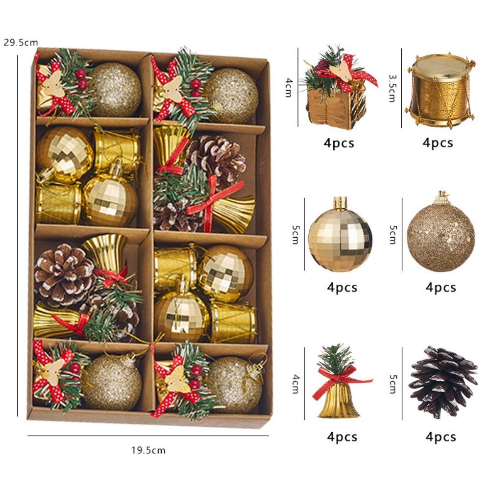 24Pcs/box Hanging Christmas Tree Pendant Plastic Jingle Balls Sets Christmas Ball  New Year Gifts