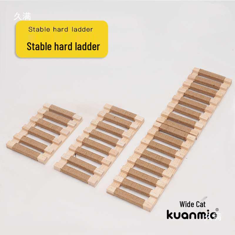 Solid Wood Cat Climbing Ladder with Jute Scratch Board and Stairs