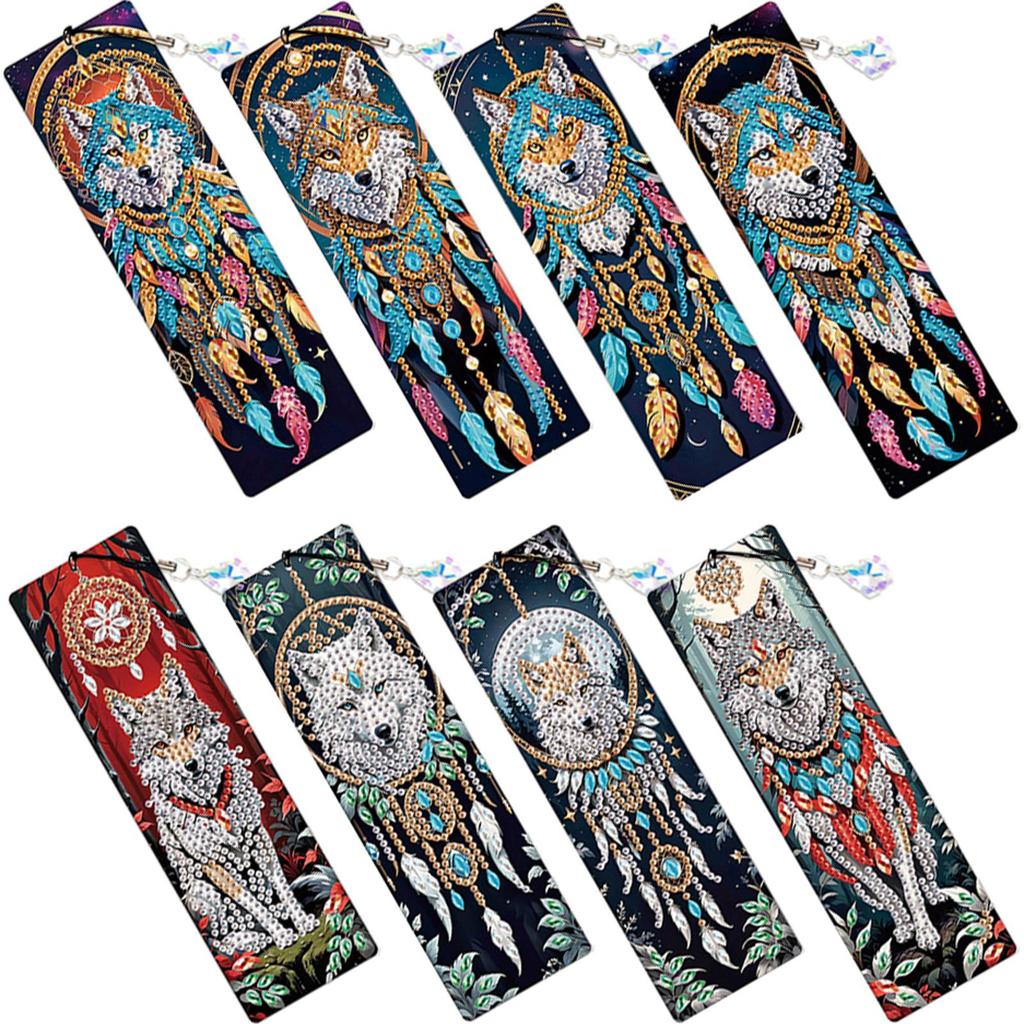 8Pcs Colored Patterns DIY Diamond Bookmark Art Projects Irregular Shaped Diamonds for Readers Home Office Book Decor & Gift Idea