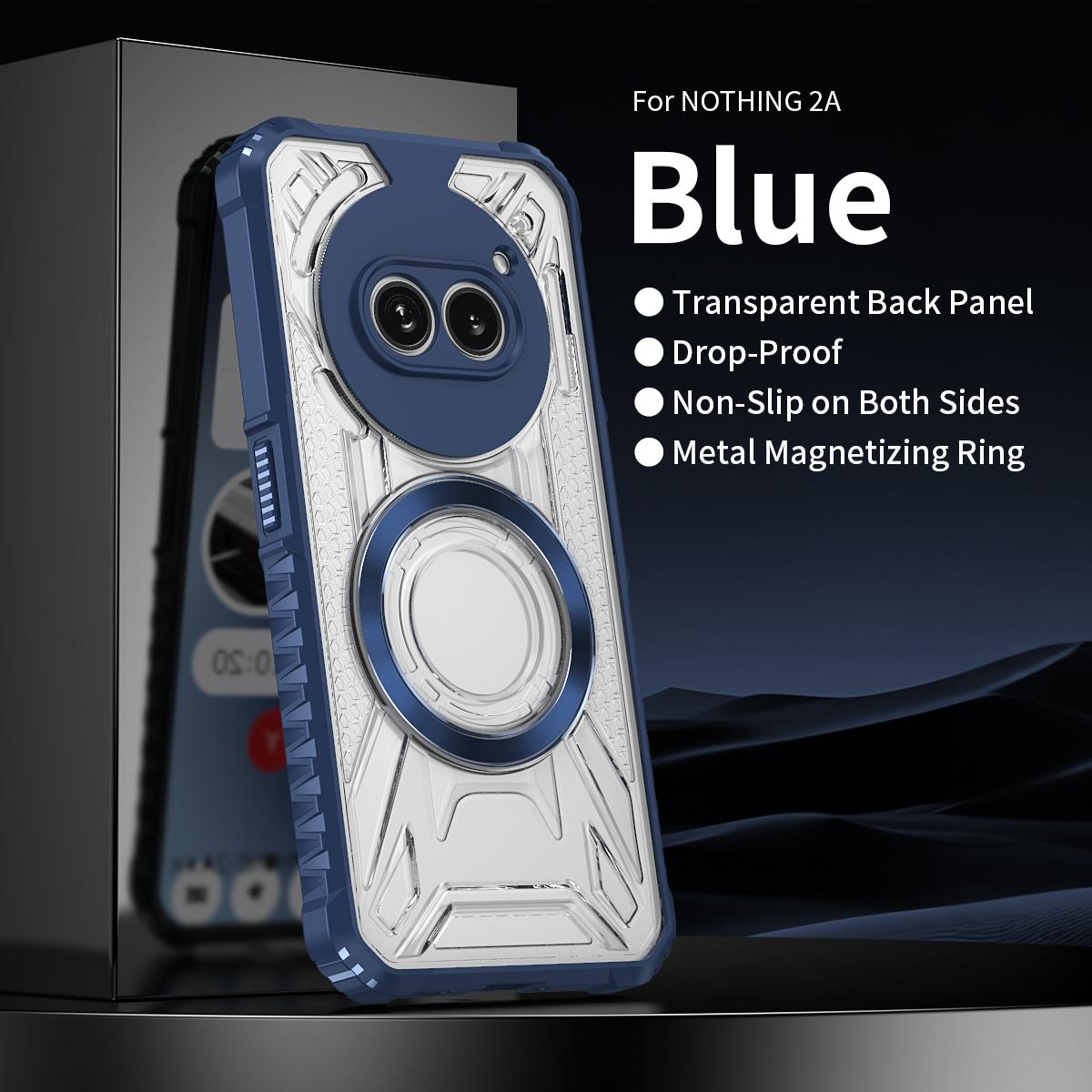 

CD Магнитный Дизайн Сверхпрочный Жесткий HD Прозрачная Задняя Крышка, Rugger Armor Жесткий ПК ТПУ Чехол Для Nothing Phone 2A Nothing Phone (2a) синий