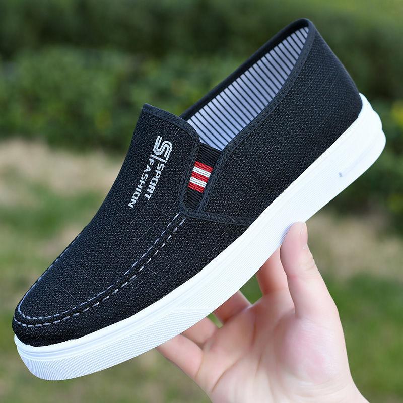 Chaussures en toile Old Beijing pour hommes, Chaussures de marche décontractées à semelle souple, Chaussures de travail confortables pour hommes d'âge moyen et âgés