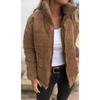 2026 Autumn Winter Women's Corduroy Stand Collar Long Sleeve Short Jacket with Pockets